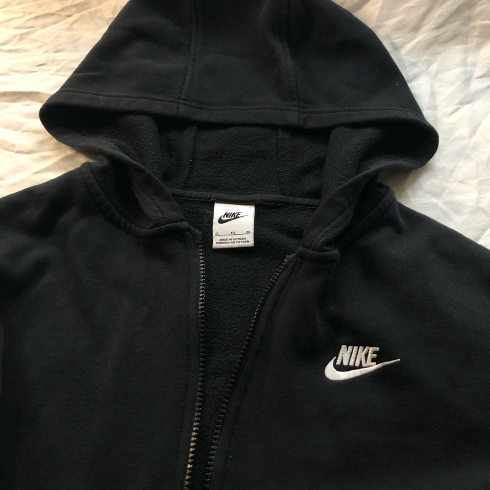 Kids Nike Black Full-Zip Hoodie with White Logo